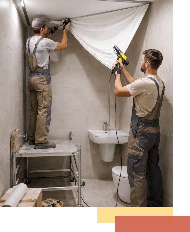 Монтаж натяжного потолка в санузле в Ногинске