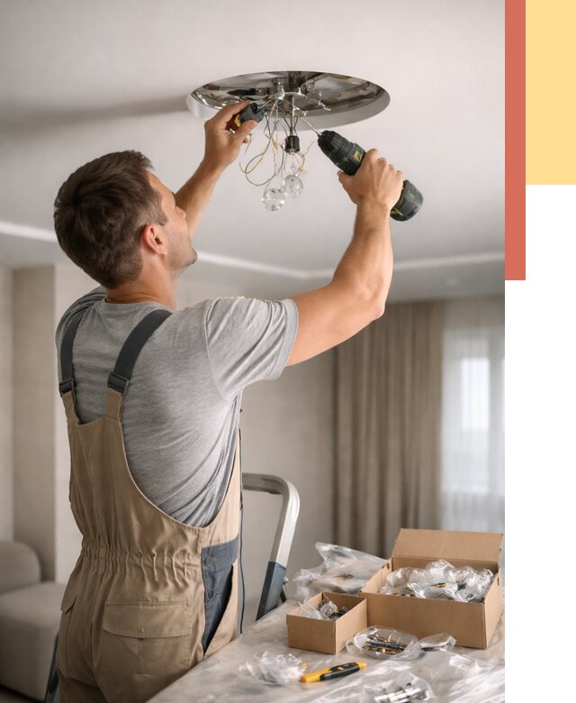 Установка люстры в натяжной потолок в Ногинске от 1216 руб. | Быстро и недорого — ОТДЕЛОЧНИК-Нгн