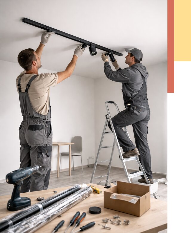 Установка трековых светильников в натяжной потолок в Ногинске от 4255 руб. | ОТДЕЛОЧНИК-Нгн