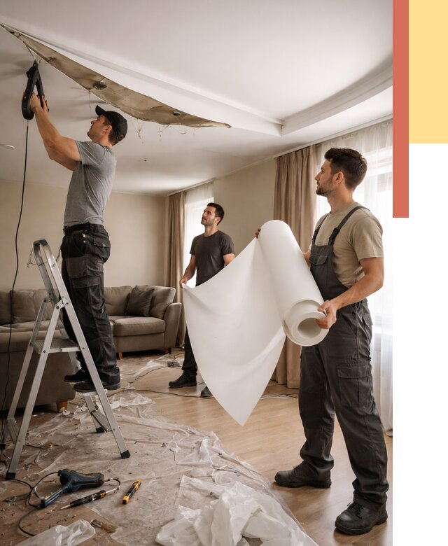 Замена полотна натяжного потолка в Ногинске от 9624 руб. быстро и недорого | ОТДЕЛОЧНИК-Нгн