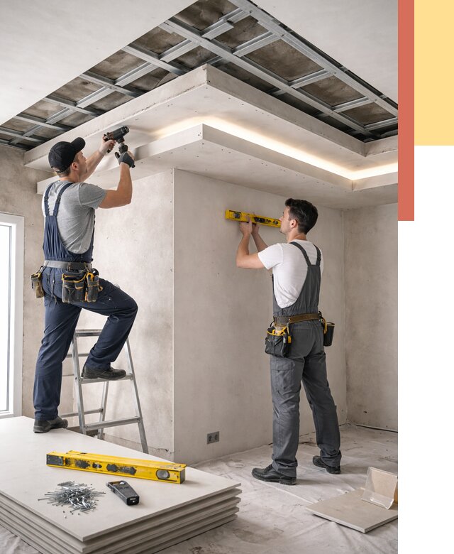 Двухуровневый потолок из гипсокартона в Ногинске от 1469 руб. под ключ | ОТДЕЛОЧНИК-Нгн