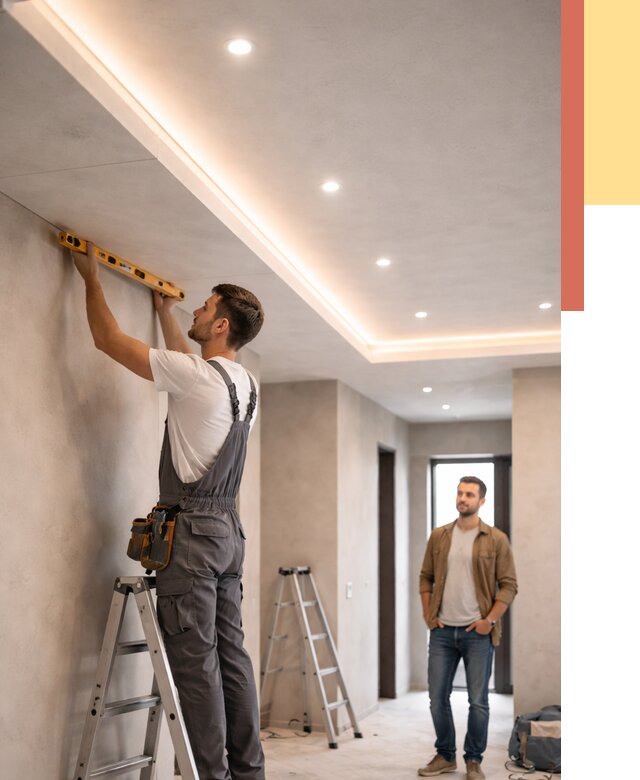 Потолок из гипсокартона с подсветкой в Ногинске от 760 руб./м2 под ключ | ОТДЕЛОЧНИК-Нгн