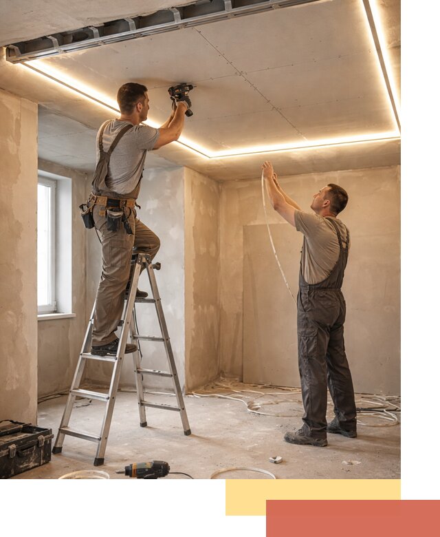 Потолок из гипсокартона с подсветкой в Ногинске