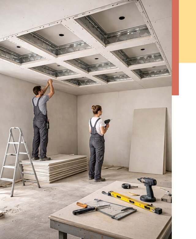 Кессонный потолок из гипсокартона в Ногинске от 1874 руб. — монтаж и под ключ | ОТДЕЛОЧНИК-Нгн