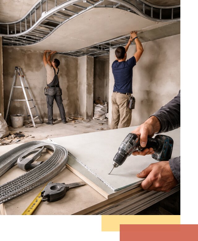 Криволинейный потолок из гипсокартона в Ногинске — монтаж и отделка