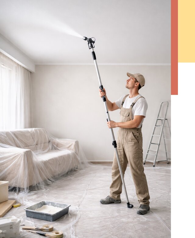 Покраска потолка краскопультом в Ногинске от 4559 руб. быстро и недорого | ОТДЕЛОЧНИК-Нгн